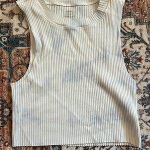 Aerie Women's Ribbed Sleeveless Top - Cream and Blue